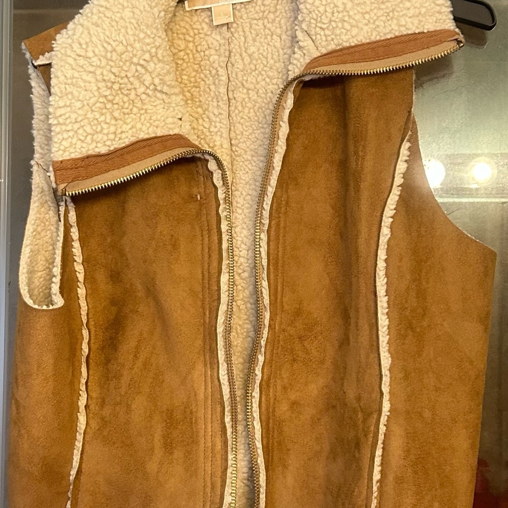 NWOT Michael Kors Cream and brown Shearling Vest